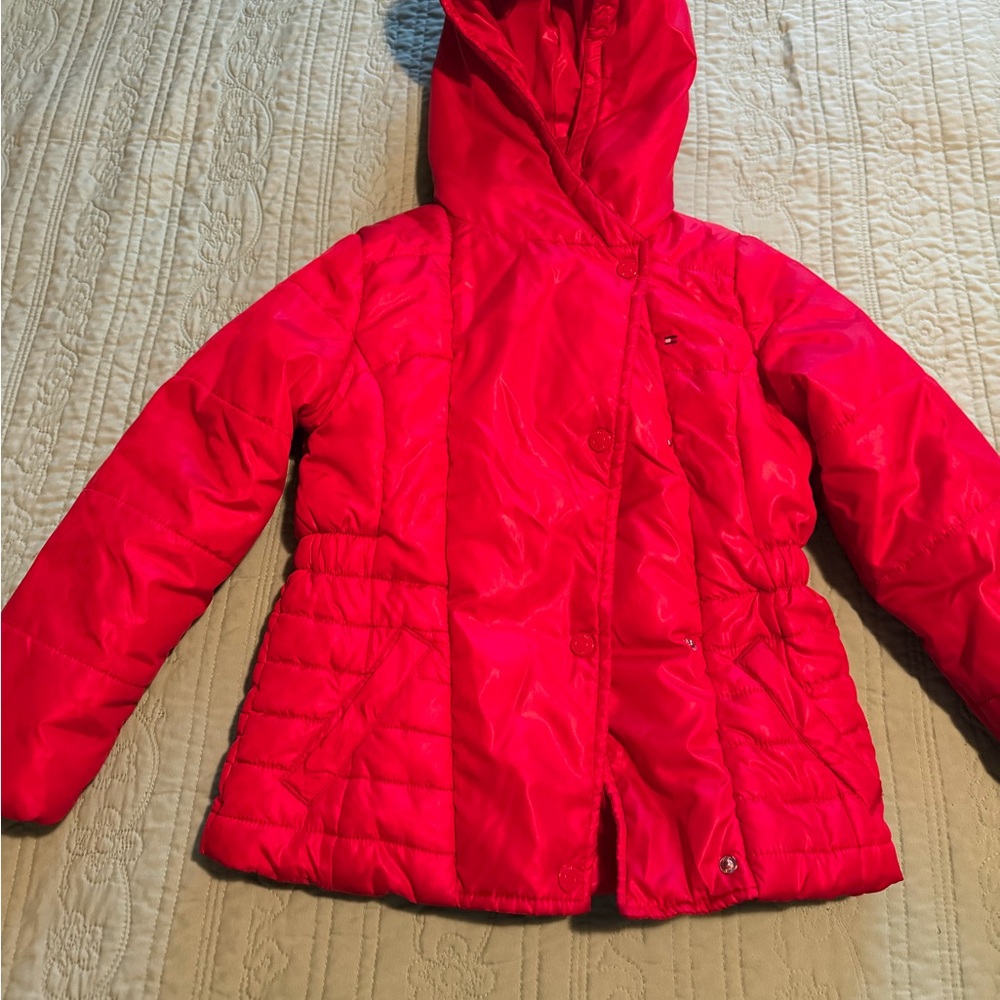 Girls Red Tommy Hilfiger Hooded Jacket